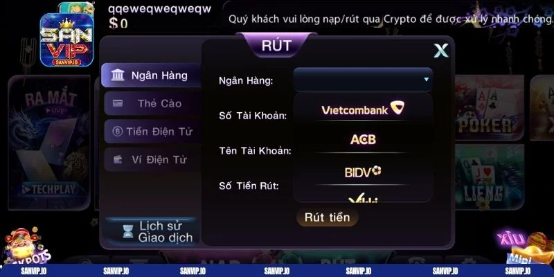 Rút tiền Sanvip