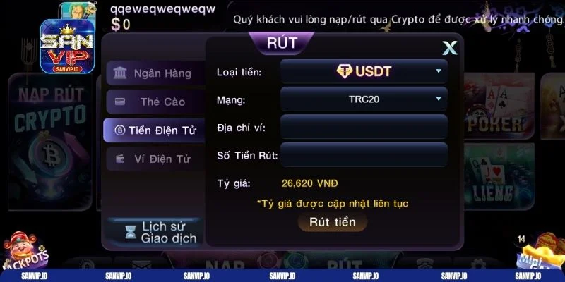 Rút tiền Sanvip